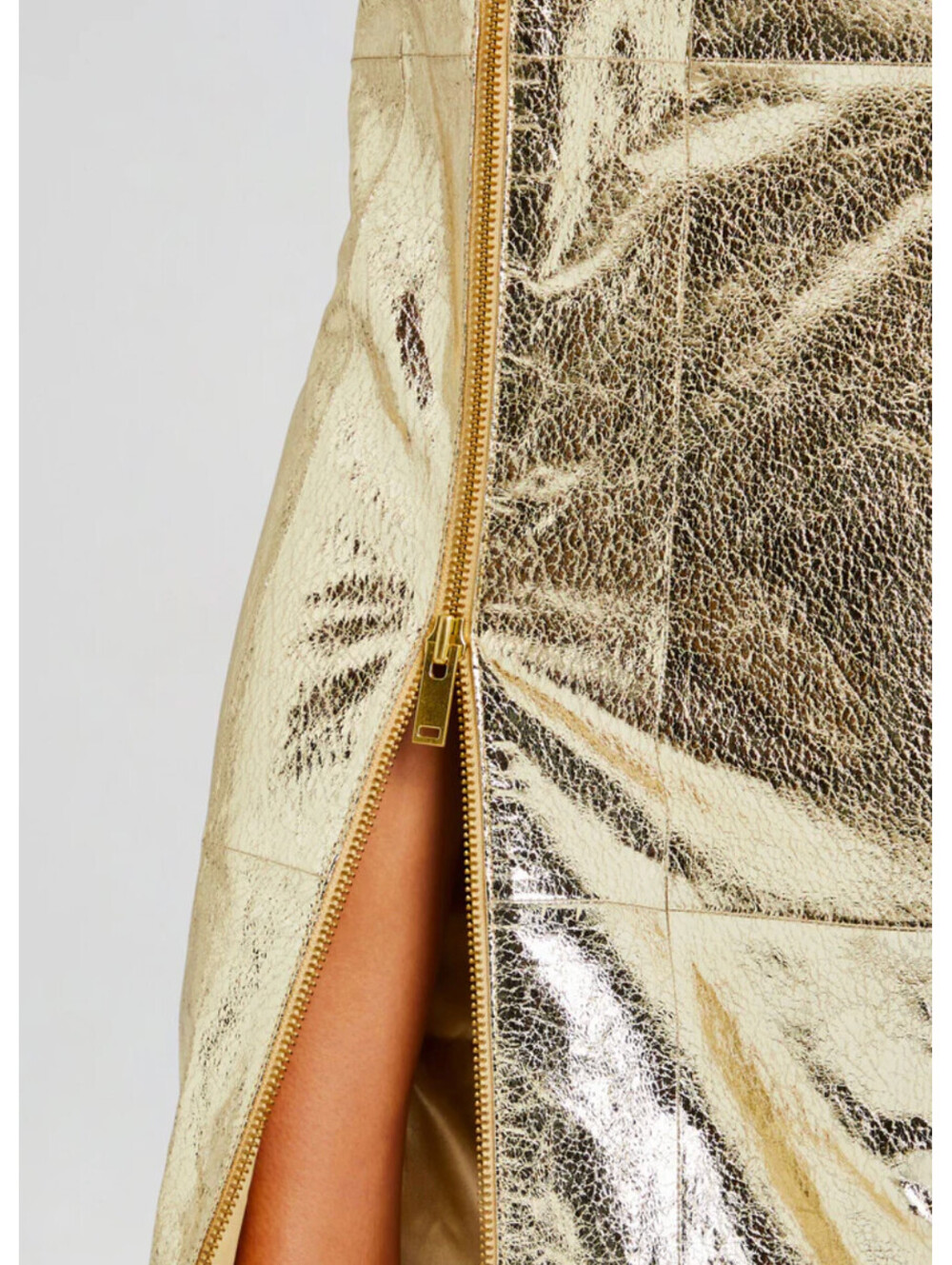 NWT $1,400 Retrofete Lavonne Gold Metallic Leather Crackle Dress Medium Runway - Picture 6 of 11